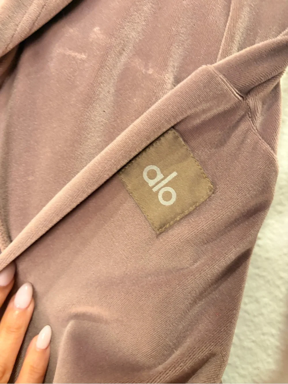ALO Yoga Dusty Rose Velour Hoodie